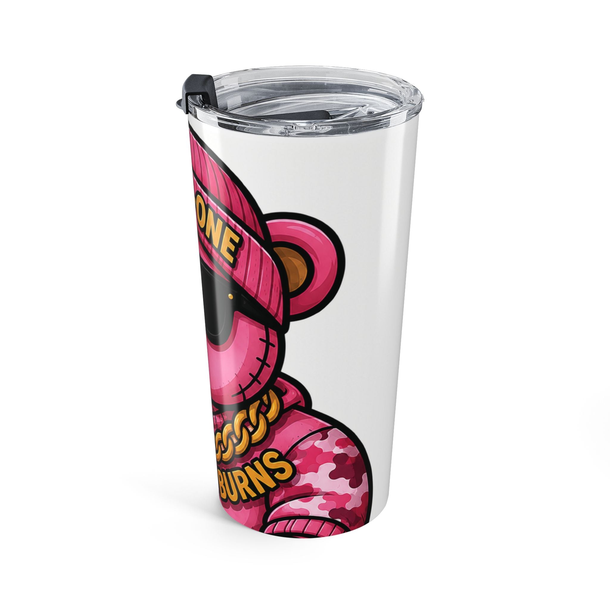 Pink Bear Graphic 20oz Tumbler – "One-of-One" Sunglasses & Chain Design
