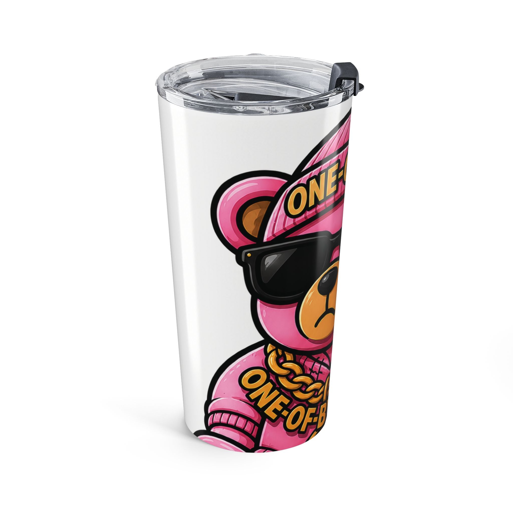 Pink Bear Graphic 20oz Tumbler – "One-of-One" Sunglasses & Chain Design